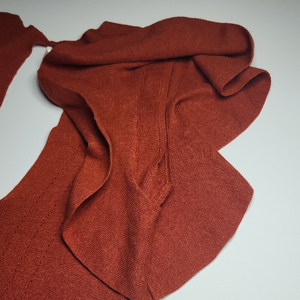 Free People Rust Red Knit Flutter Sleeve Dress NWT $148 Size S - Picture 11 of 12